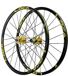 UPVPTK Mountain Bike Wheel UPVPTK 26" 27.5" 29" MTB Bicycle Wheelset, Quick Release Disc Brake Flat Spokes Bike Wheel Aluminum Alloy fit 8 9 10 11 12 Speed Cassette Wheel (Color : Yellow, Size : 29INCH)