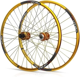 UPVPTK Mountain Bike Wheel UPVPTK MTB Bike Wheelset 26in Bicycle Double Wall Aluminum Alloy Rim for 7 8 9 10 Speed Cassette Hub Rim Disc Brake QR Bike Wheels Wheel (Color : Gold, Size : Disc Brake 26")