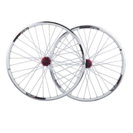 VPPV Spares VPPV 26 Inch MTB Bike Wheelset, Double Wall Aluminum Alloy Disc Brake / V-Brake Quick Release Mountain Cycling Rim 7 / 8 / 9 / 10 Speed (Color : White)