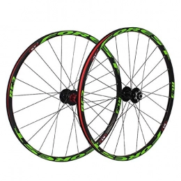 VPPV Spares VPPV Mountain Bicycle Wheelset 26 / 27.5 Inch, Double Wall Aluminum Alloy Disc Brake 24 Hole Hybrid / MTB Rim 11 Speed (Color : Green, Size : 26 inch)