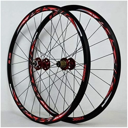 VPPV Mountain Bike Wheel VPPV MTB Bicycle Wheelset 700C 29ER, Aluminum Alloy V-Brake / Disc Brake Road Bike Cycling Quick Release Hub 11 Speed (Color : Red, Size : 700C)