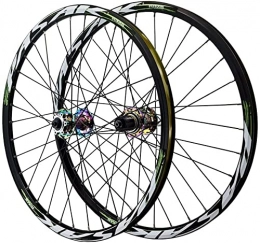 SJHFG Mountain Bike Wheel Wheelset 24" Mountain Bike Wheelset, Disc Brake Quick Release BMX MTB Rim Folding Bicycle Wheels 32H for 7 / 8 / 9 / 10 / 11 / 12 Speed Cassette road Wheel (Color : Colorful green, Size : 24'')