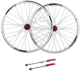 Amdieu Mountain Bike Wheel Wheelset 26Inch Mountain Bike Wheels, Double Wall Rim Aluminum Alloy V-Brake Disc Brake Sealed Bearings Compatible 8 / 9 / 10 Speed road Wheel (Color : White, Size : 26inch)