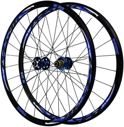 SJHFG Mountain Bike Wheel Wheelset 29in Bicycle Wheelset, Cycling Wheels 700c Double Wall MTB Rim Quick Release Off-Road Disc Brake V brake C brake Wheels road Wheel (Color : Blue Hub, Size : 700c)