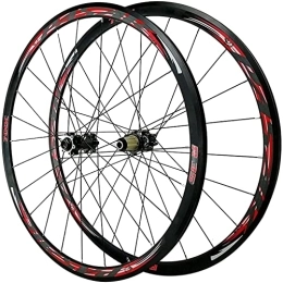 SJHFG Mountain Bike Wheel Wheelset 700c Cycling Wheelsets, Double Wall MTB Rim Off-Road Road Wheels Disc Brake V Brake C Brake Road Bike Wheel Set road Wheel (Color : Balck Red, Size : 700C)