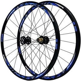 SJHFG Mountain Bike Wheel Wheelset 700C Road Bike 29in Bike Wheelset, Double Wall MTB Rim 24H Steel Round Bar V / C Brake Disc Brake Wheel Off-Road Disc Brake Wheels road Wheel (Color : Blue, Size : 700C)
