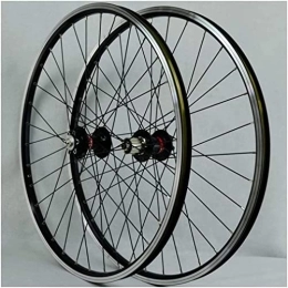 SJHFG Mountain Bike Wheel Wheelset MTB Bike Front Rear Wheel, 26 27.5 29" Bicycle Wheelset Double Layer Alloy Rim 6 Sealed Bearing Disc / Rim Brake QR 7-11 Speed 32H road Wheel (Color : Black Hub, Size : 26inch)