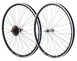 wheelsON Spares wheelsON 26 inch Front Rear Wheel Set Mountain Bike / Hybrid + 7 Speed SunRace Freewheel 36H Black / Silver Spokes