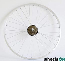 wheelsON Mountain Bike Wheel wheelsON 700c 28" Rear Wheel + 7 spd Shimano Freewheel Mountain Bike Silver 36H Single wall