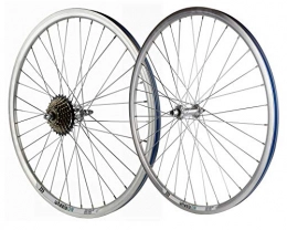 wheelsON Spares wheelsON 700c Front Rear Wheel Set Mountain Bike / Hybrid + 7 Speed Freewheel 36H Silver