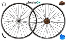 wheelsON Spares wheelsON 700c Wheel set Mountain Bike / Hybrid + 7 Speed Shimano Freewheel 36H Black