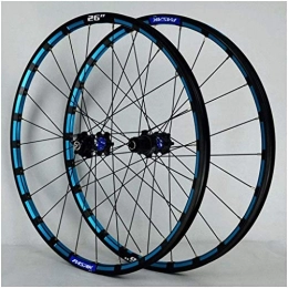 XCZZYC Spares XCZZYC 26 27.5 Inch Bicycle Front & Rear Wheel MTB Blue Rim Mountain Bike Wheelset 24 Spoke Disc Brake For 7-12 Speed Cassette Flywheel QR