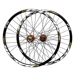 Xgxyklo Mountain Bike Wheel Xgxyklo 26 / 27.5 / 29" Mountain Bike Wheelset, Double-Walled Alloy Wheel Rims 32H Sealed Bearing Hub Disc Brake, Quick Release 7-11Speed, Gold, 29