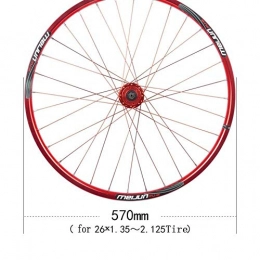 XIAOL Spares XIAOL 26 Inch Mountain Bike Wheelset, Cycling Wheels Alloy Double Wall Rim Disc Brake Quick Release Sealed Bearings 7 8 9 10 Speed 32H, Red-26inch