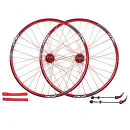 YSHUAI Mountain Bike Wheel YSHUAI Bicycle Wheel Double Alloy Rim Q / R MTB 7 8 9 10 Speed Bike Wheelset 32H Front Bicycle Wheel MTB Bike Wheelset Rear, Red