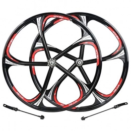 YSHUAI Mountain Bike Wheel YSHUAI Bike Wheels, Bicycle Rim (Front&Rear), Bike Cycling Wheels, 26" MTB Bike Mag Wheel Set, 6-Spoke Rims Disc Brake 7 / 8 / 9 / 10 Speed Gear Axles Accessory