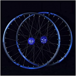 YSHUAI Mountain Bike Wheel YSHUAI MTB Bicycle Wheelset 26 27.5 29 In Mountain Bike Wheel Double Layer Alloy Rim Sealed Bearing 7-11 Speed Cassette Hub Disc Brake 1100g QR 24H, Blue, 27.5inch