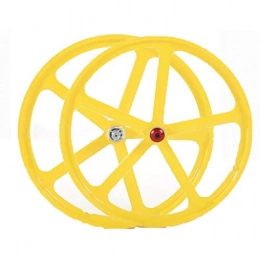 Yuanfang Mountain Bike Wheel Yuanfang Magnesium Titanium Alloy Wheel Sets 20" Disc Brake 5-Blade Integrated Wheel For Folding Mountain Bike Modification Quick Release Cassette Spinning Flywheel Yellow (Front & Rear Pair Wheels)