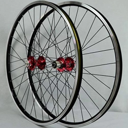 Yuanfang Spares Yuanfang Mountain Bike Wheel Set 26" Aluminum Alloy Disc V Brake Rim 7-11 Speed 32 Holes Novatec Front 2 Rear 4 Bearing Hub Quick Release (A Pair Of Wheels) (Color : Red, Size : 26")
