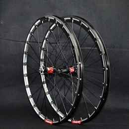 Yuanfang Mountain Bike Wheel Yuanfang Quick Release Mountain Bike Wheel Set Straight-pull 24-hole 4 Bearing Disc Brake 26" / 27.5" 3-sides CNC Aluminum Rim Black+Red Hub Drum(A Pair Wheels) (Size : 26")
