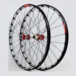 Yuanfang Mountain Bike Wheel Yuanfang Quick Release Mountain Bike Wheel Set Straight-pull 24-hole 4 Bearing Disc Brake 26" / 27.5" 3-sides CNC Aluminum Rim Red Carbon Hub Drum(A Pair Wheels) (Size : 27.5")