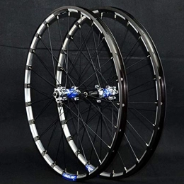 Zatnec Mountain Bike Wheel Zatnec 26'' 27.5'' Mountain Bicycle Wheels Set Front Rear Bike Wheelset Double Wall Rim 24 Holes Quick Release Disc Brake For 7 / 8 / 9 / 10 / 11 / 12 Speed (Color : Titanium Blue Hub, Size : 27.5inch)