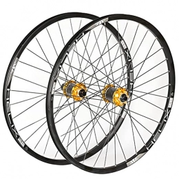 Zatnec Mountain Bike Wheel Zatnec Mountain Bike Wheelset 26" / 27.5" / 29" 32H Carbon Hub Aluminum Alloy Rim MTB Bicycle Wheels Quick Release 8 9 10 11 Speed Disc Brake (Color : Gold, Size : 26inch)