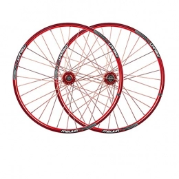 Zatnec Mountain Bike Wheel Zatnec Mountain Bike Wheelset 26 Aluminum Alloy Rim 32 Holes Disc Brake MTB Wheels Suitable For 7-9 Speed Flywheel Quick Release Axles Bicycle Accessory (Color : Red, Size : 26inch)
