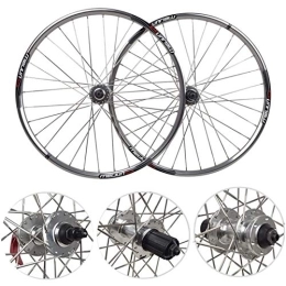 ZCXBHD Mountain Bike Wheel ZCXBHD 26 Inch Mountain Bike Disc Brake Wheelset Bicycle Wheel Aluminum Alloy Rim 7 / 8 / 9 Speed Cassette Quick Release 32 Hole (Color : Silver)