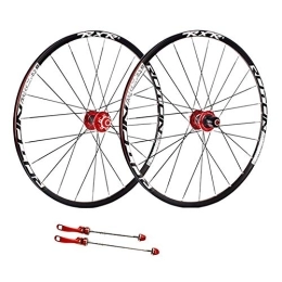 ZCXBHD Mountain Bike Wheel ZCXBHD 26 Inch Mountain Bike Wheelset Carbon Fiber Hub Disc Brake MTB Wheel Double Wall 5 Palin 7 8 9 10 11 Speed Cassette (Color : Red hub, Size : Quick Release)