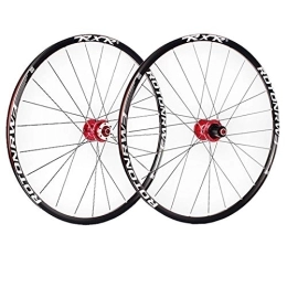 ZCXBHD Mountain Bike Wheel ZCXBHD 26inch Mountain Bike Front + Rear Wheelset Aluminum Hub Disc Brake Double Wall MTB Wheel 5 Palin 7 8 9 10 11 Speed Cassette (Color : Red hub, Size : Thru axle)