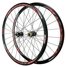 ZCXBHD Mountain Bike Wheel ZCXBHD 700C Disc Brake Road Bike Wheelset Mountain Bike Front And Rear Wheel Cyclocross Road V / C Brake 7 8 9 10 11 12 Speed (Color : Red, Size : Thru Axle)