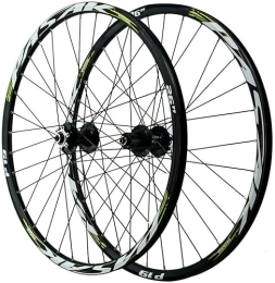 ZECHAO Mountain Bike Wheel ZECHAO 26 / 27.5 / 29In Bicycle Wheel, Double Walled Aluminum Alloy Rim Fast Release Disc Brake 32H 7-12 Speed Front Rear Mountain Bike Wheelset Wheelset (Color : Green, Size : 26INCH)