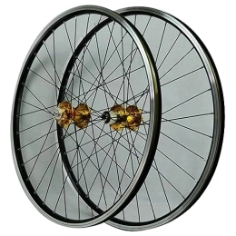 ZECHAO Mountain Bike Wheel ZECHAO 26 27.5 29inch Disc Brake Bike Wheels, Double Wall Aluminium Alloy Rims V Brake 32H Spokes Quick Release Mountain Bike Wheels 12 Speed Wheelset (Color : Gold, Size : 27.5inch)