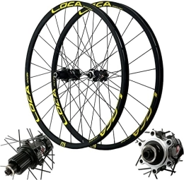 ZECHAO Mountain Bike Wheel ZECHAO 26 Inch Mountain Bike Rim 27.5 / 29ER Inch, 700C Double Wall Bicycle Quick Release 24 Hole Disc Brake 11 Speed Cycling Wheels Wheelset (Color : Yellow, Size : 27.5inch)