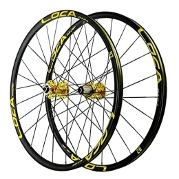 ZFF Mountain Bike Wheel ZFF 26 / 27.5 / 29" Mountain Bike Wheelset Quick Release MTB Wheel Disc Brake Wheels 7 / 8 / 9 / 10 / 11 / 12 Speed Cassette Freewheel Flat Bar 24 Holes (Color : Yellow 1, Size : 29in)