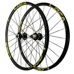 ZFF Mountain Bike Wheel ZFF 26 / 27.5 / 29" Mountain Bike Wheelset Quick Release MTB Wheel Disc Brake Wheels 7 / 8 / 9 / 10 / 11 / 12 Speed Cassette Freewheel Flat Bar 24 Holes (Color : Yellow 2, Size : 26in)