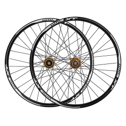 ZFF Mountain Bike Wheel ZFF 26 27.5 29in MTB Mountain Bike Wheelset Front Rear Wheel Disc Brake Quick Release 8 9 10 11 Speed Double Wall Aluminum Alloy Rim 32 Holes (Color : Gold, Size : 26in)