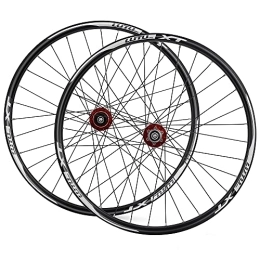 ZFF Mountain Bike Wheel ZFF 26 27.5 29in MTB Wheelset 4 Bearing Hub Disc Brake Quick Release 8 9 10 11 Speed Mountain Bike Wheel Double Wall Aluminum Alloy Rim 32 Holes (Color : Red, Size : 26in)