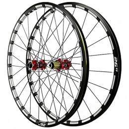 ZFF Mountain Bike Wheel ZFF 26 / 27.5 / 29inch Mountain Bike Wheelset Thru Axle Disc Brake MTB Wheel 7 8 9 10 11 12 Speed Cassette Freewheel Double Wall Rim 24 Holes 1750g (Color : Red Hub, Size : 29in)