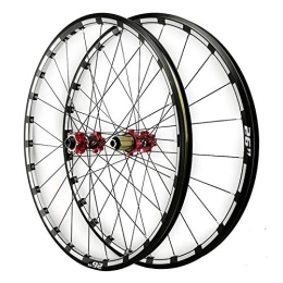 ZFF Mountain Bike Wheel ZFF 26 / 27.5in Mtb Front Rear Wheel Thru axle Mountain Bike Wheel Set Disc Brake Three Sides CNC 7 / 8 / 9 / 10 / 11 / 12 Speed 24 Holes (Color : Red hub, Size : 27.5in)