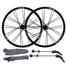 ZFF Mountain Bike Wheel ZFF 26 Inch Bicycle Disc Brake Wheelset Mountain Bike Flat Spoke Wheel Quick Release 8 / 9 / 10 Speed Cassette 24 Hole (Color : Black hub, Size : 26inch)