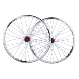 ZFF Mountain Bike Wheel ZFF 26 Inch Bike Wheelset, Double Wall MTB Rim Quick Release V-Brake Hybrid / Mountain Bike Hole Disc 7 8 9 10 Speed (Color : White)