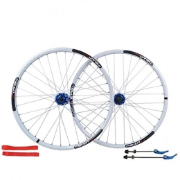 ZFF Mountain Bike Wheel ZFF 26 Inch Mountain Bike Disc Brake Wheelset 32 Hole Bicycle Wheel Aluminum Alloy Double Wall Quick Release 7 / 8 / 9 / 10 Speed Cassette (Color : White)