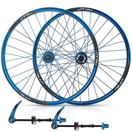 ZFF Spares ZFF 26 Inch Mountain Bike Disc Brake Wheelset Bicycle Front Rear Wheel Double Wall Rim Quick Release 7 / 8 / 9 / 10 Speed Cassette Flywheel 32 Hole (Color : Blue)