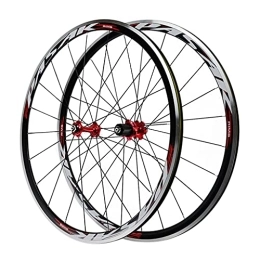 ZFF Mountain Bike Wheel ZFF 700C Double-Walled Road Bike Wheelsets Aluminum Alloy MTB Wheels Quick Release C / V Brake 20 / 24 Holes Bike Wheel fit 7-11 Speed Cassette (Color : Red-1, Size : 700C)