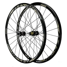 ZFF Mountain Bike Wheel ZFF 700C Front + Rear Wheel Set Disc Brake Cyclocross Road Hybrid / Mountain Bike V / C Brake 7 / 8 / 9 / 10 / 11 / 12 Speed Flywheels (Color : Black, Size : QR)