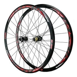 ZFF Mountain Bike Wheel ZFF 700C Road Mountain Bike Wheel Set Disc Brake V / C Brake Front & Rear Wheel Cyclocross 7 8 9 10 11 12 Speed Flywheels Double Wall (Color : Red, Size : QR)