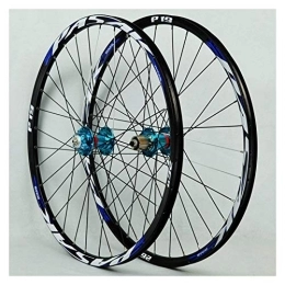 ZFF Mountain Bike Wheel ZFF Bicycle Wheel Set Aluminum Alloy Mtb Front Rear Wheel Double Wall Cassette Quick Release Disc Brake 7 / 8 / 9 / 10 / 11Speed 32H (Color : Blue, Size : 29in)