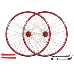 ZFF Mountain Bike Wheel ZFF Bike Wheelset, Cycling Wheels Mountain Bike Disc Brake Wheel Set Quick Release Palin Bearing 7 / 8 / 9 / 10 Speed 26 Inch (Color : Red)